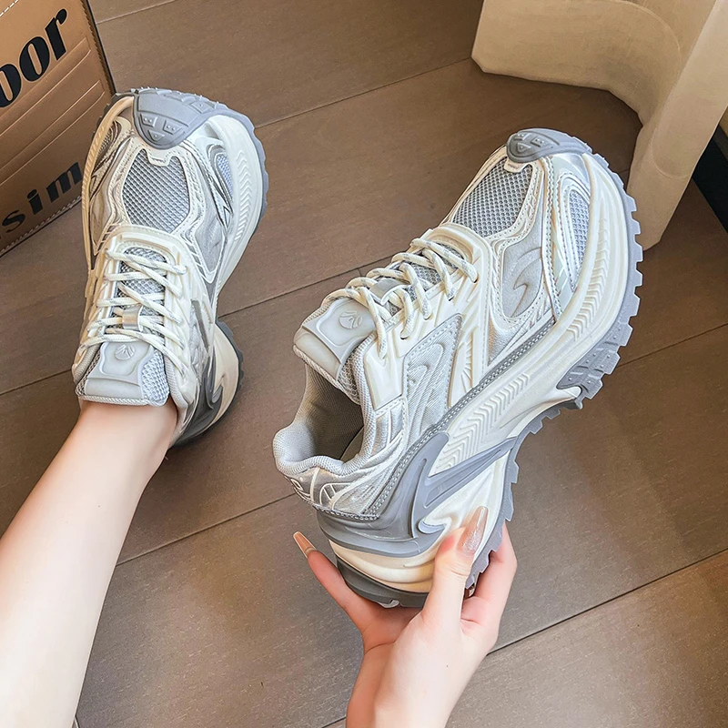 响尾蛇机甲老爹鞋女2024秋季新款网面透气百搭厚底增高运动休闲鞋