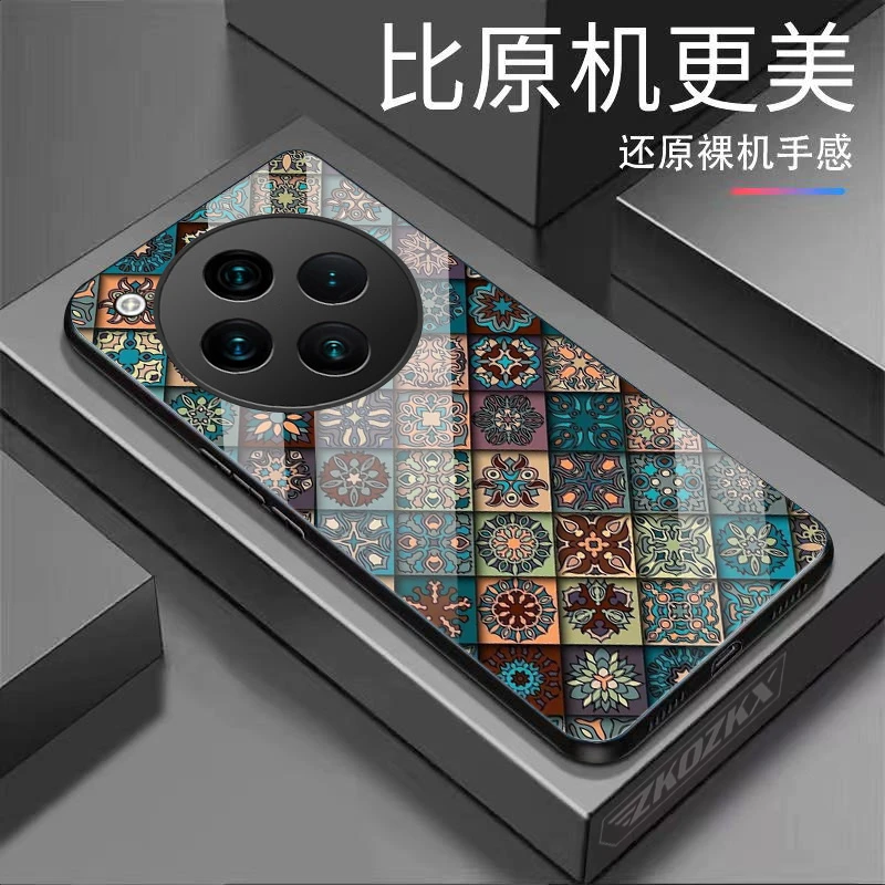 适用【OPPOFindX8】手机壳复古图腾高清玻璃创意防摔高档超薄新款