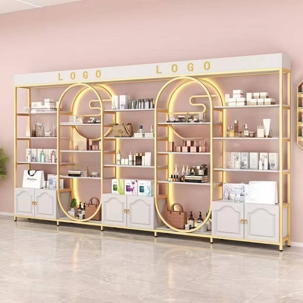 化妆品展示柜美容院产品展示架轻奢多功能展示柜美甲理发店置物架