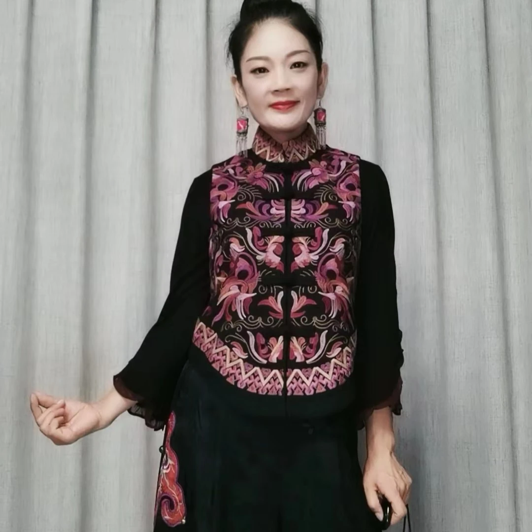 【大小姐推荐】春秋新款民族风女装中式立领盘扣棉麻背心马甲短款