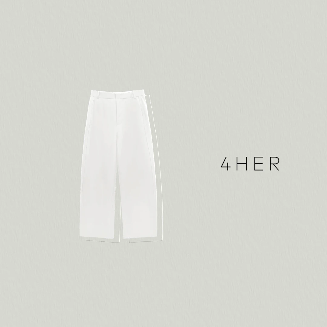 FOURHER格调city 时髦弯刀裤 前侧立体线 羊毛阔腿休闲裤