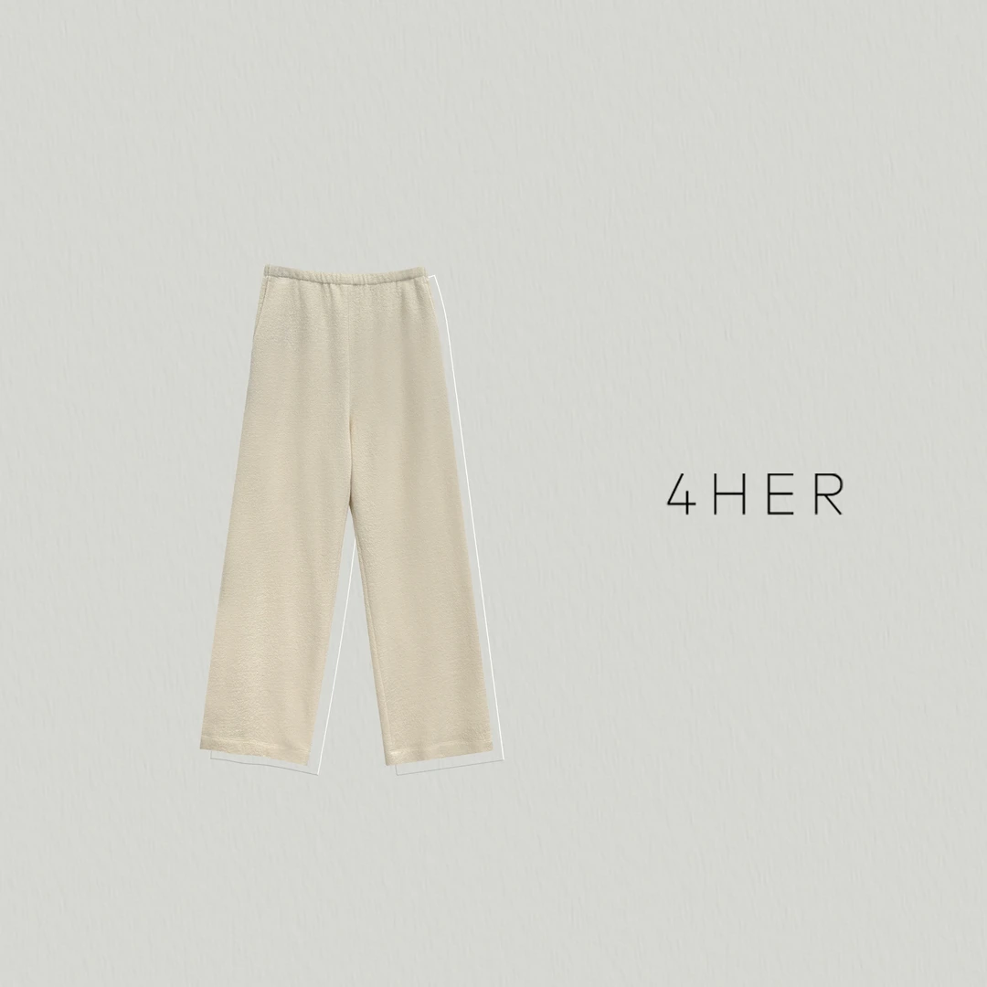 FOURHER 法风泡芙裤 放松融感 小OS肌理混毛直筒休闲长裤