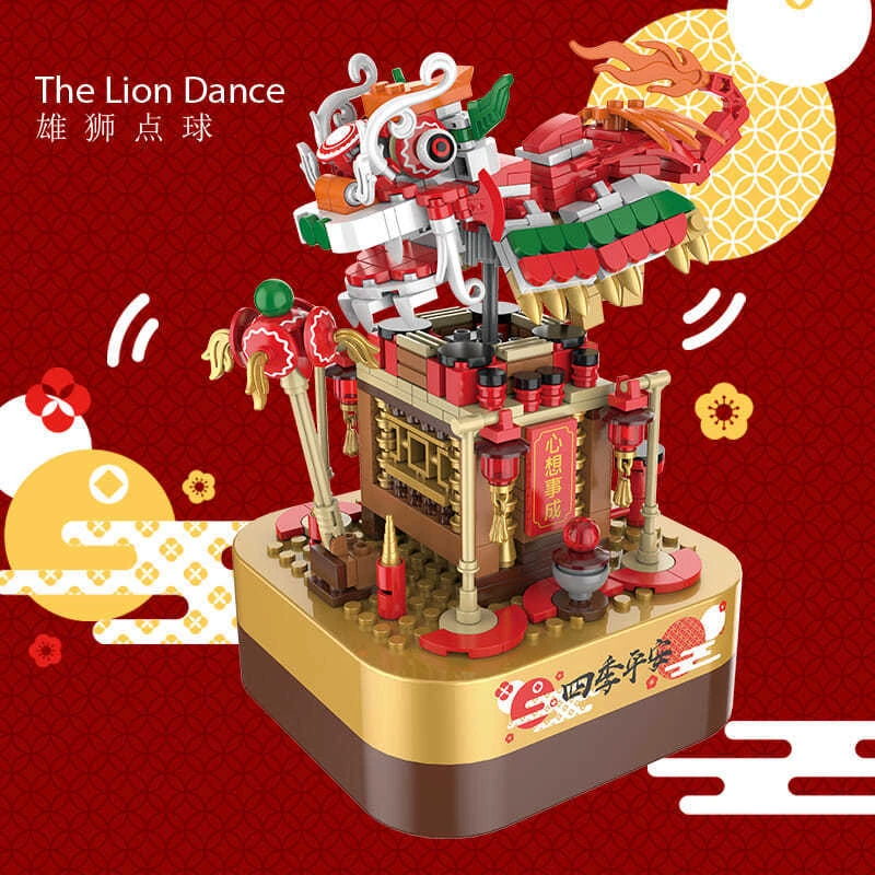 佳奇雄狮点球音乐盒拼插积木玩具兼容樂高儿童益智拼搭新年礼物
