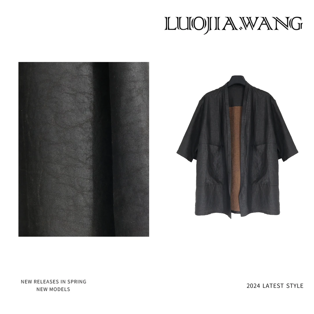 LUOJIAWANG【高定新品】简约显瘦高级凉爽龟裂纹香云纱中式长袖外套