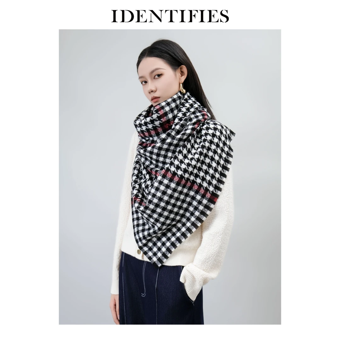 IDENTIFIES/易缔媤【等待候鸟】围巾百搭女士经典保暖千鸟格D80080