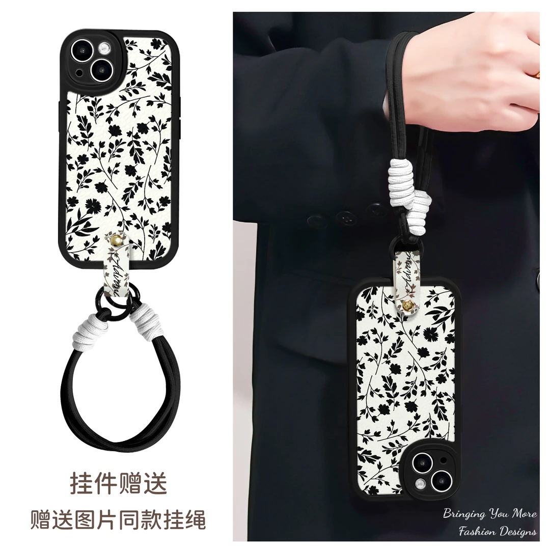 适用于苹果16华为OPPO小米VIVO高级感简约潮流手机壳皮纹EA0092