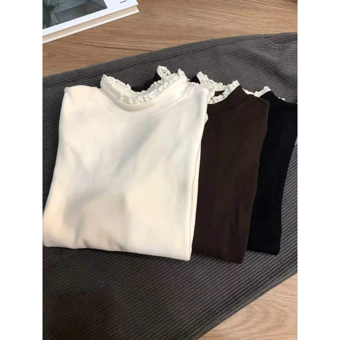 9001款，磨毛，淑女花边，打底衫