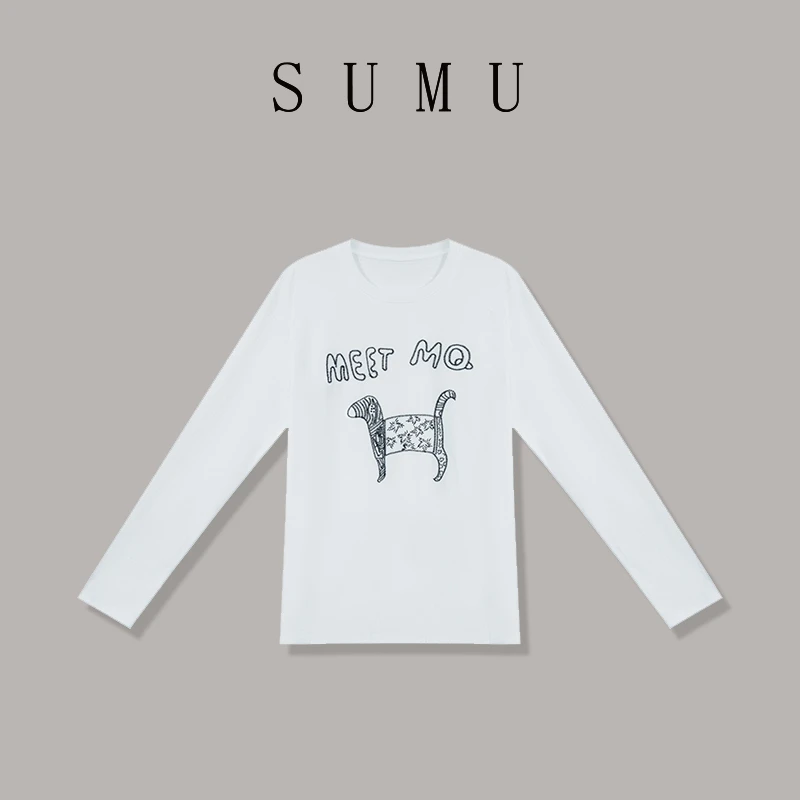 宿慕SUMU 女款重工刺绣大白T 10-7秋冬2024新款时尚上衣B19014