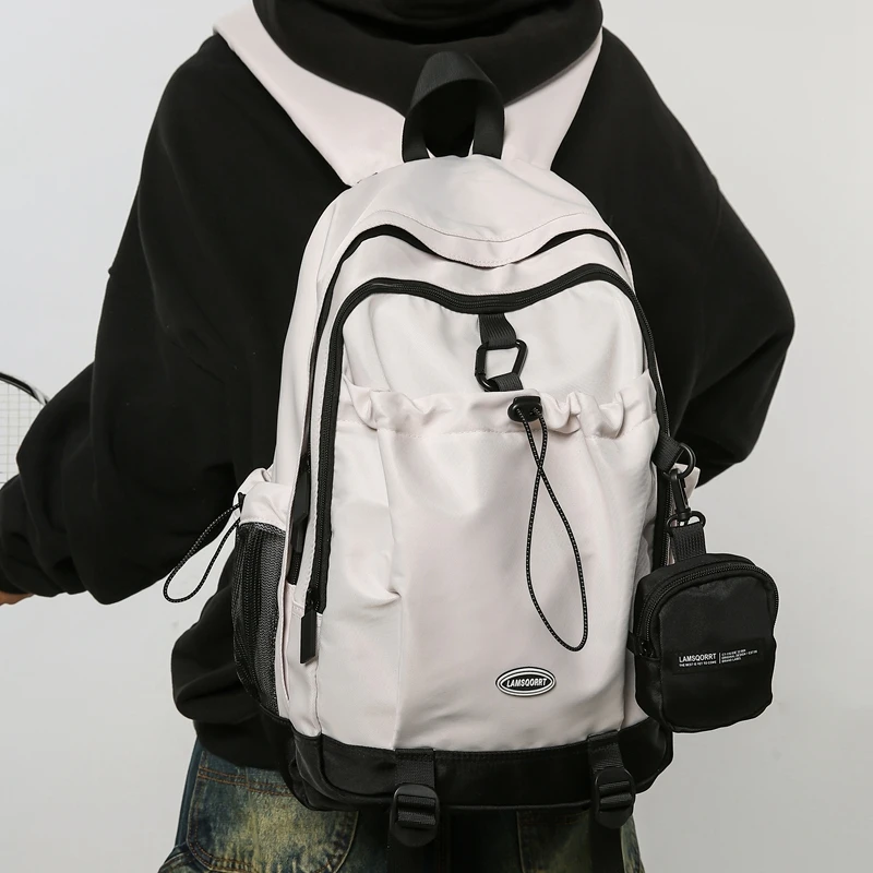 书包女生初中生街拍潮酷大容量双肩包男士休闲百搭高中大学生背包