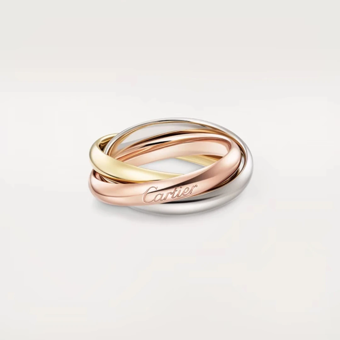 99新 Cartier/卡地亚 Trinity系列 三色三环中宽戒指