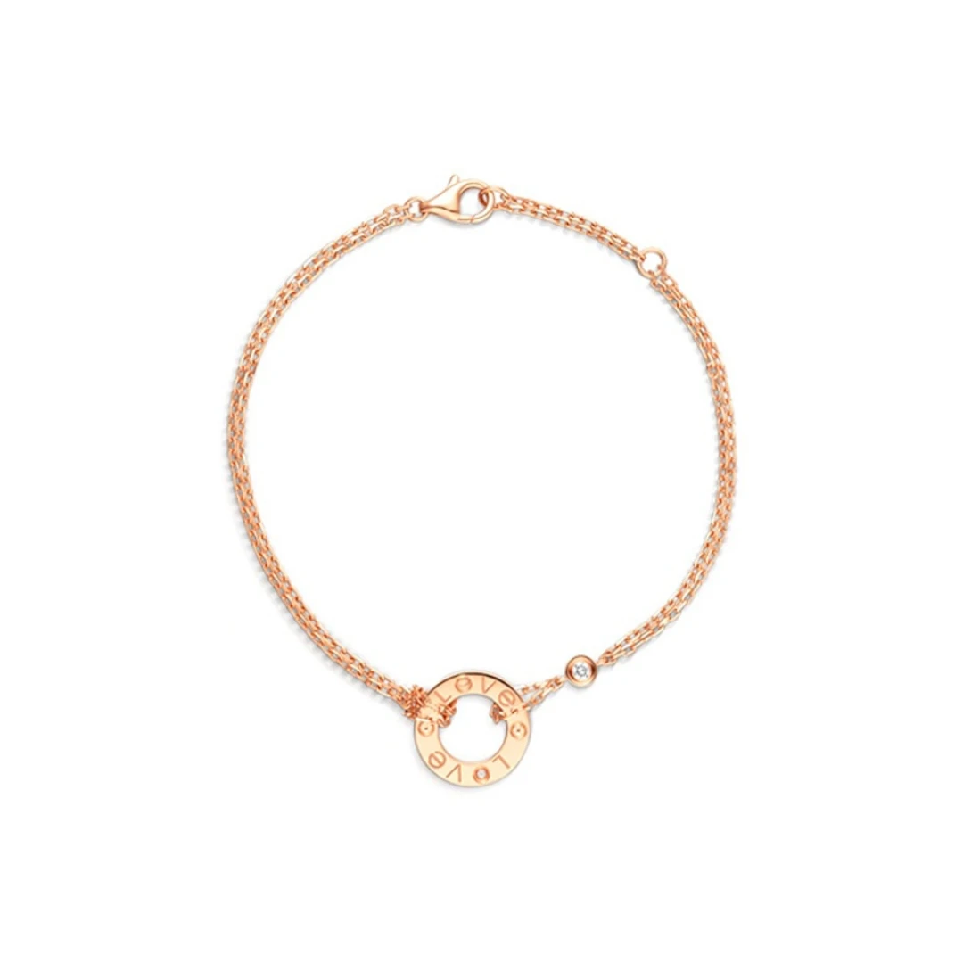 99新 Cartier/卡地亚 LOVE系列 18k金镶钻小圆饼手链