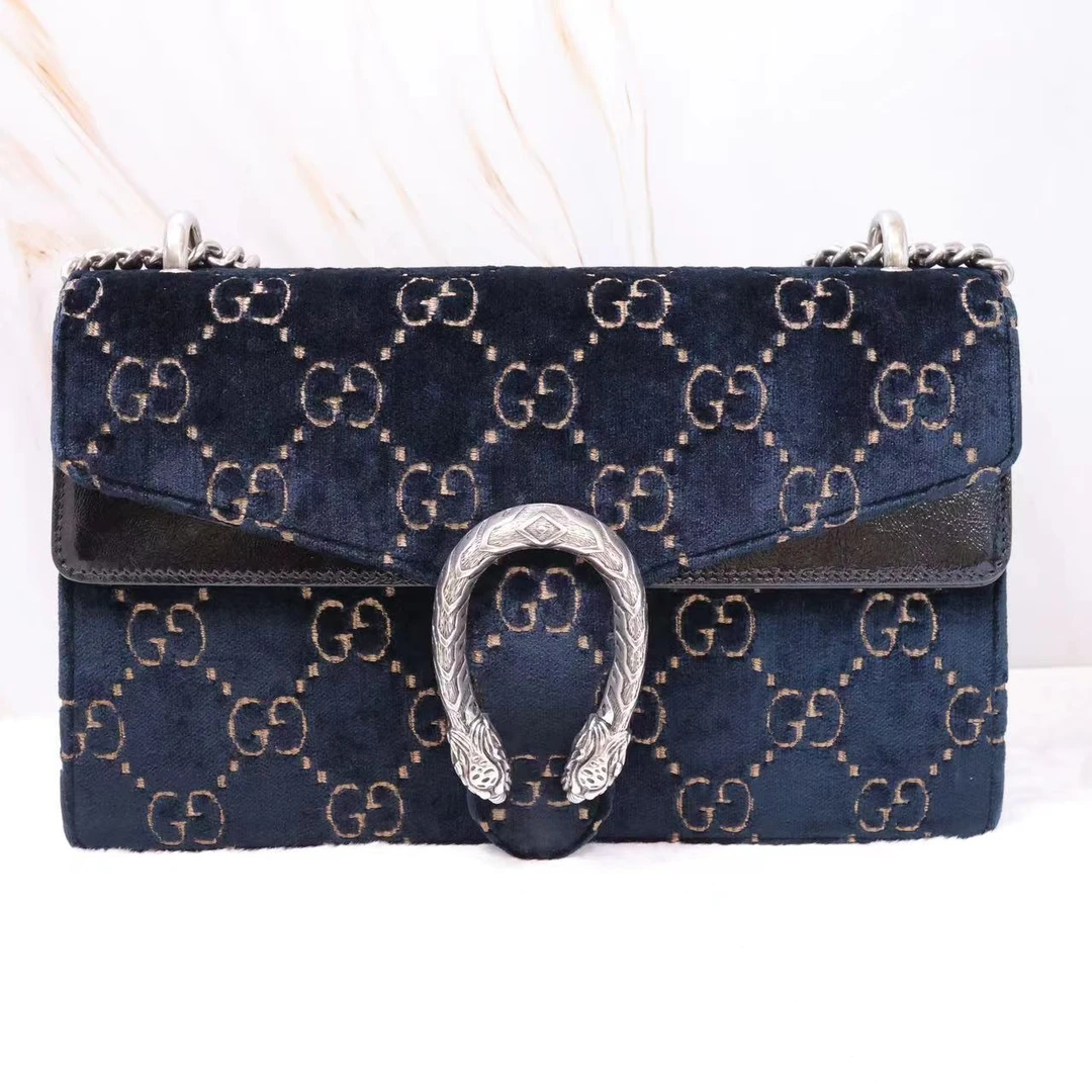99新 GUCCI/古驰 丝绒蓝色中号酒神 40957