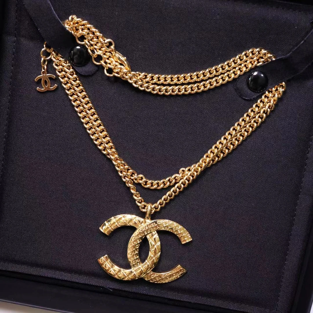 全新未使用 Chanel/香奈儿 24p金色菱格纹字母双C项链毛衣链05681