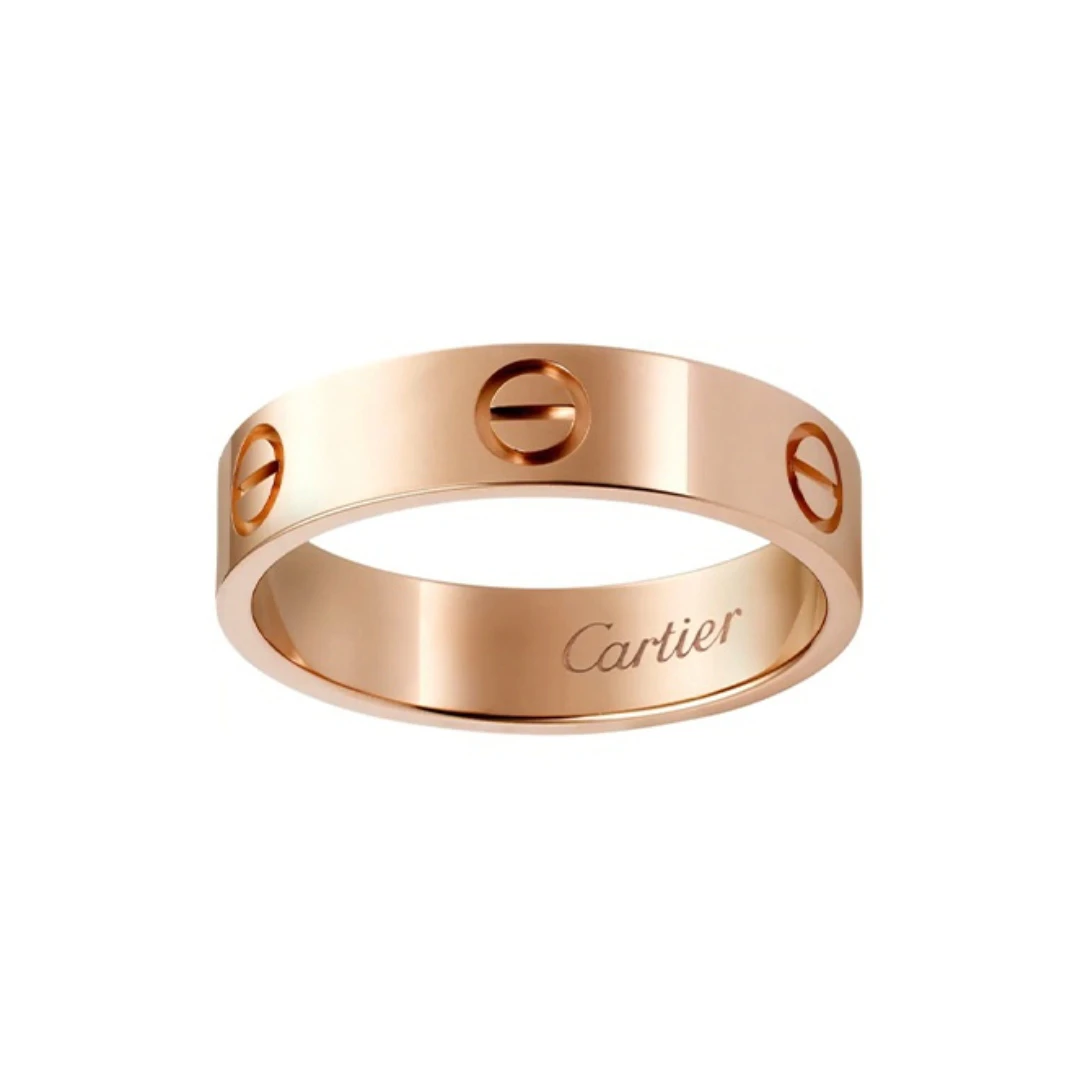 99新 Cartier/卡地亚 戒指 宽版18K玫瑰金LOVE系列情侣结婚对戒