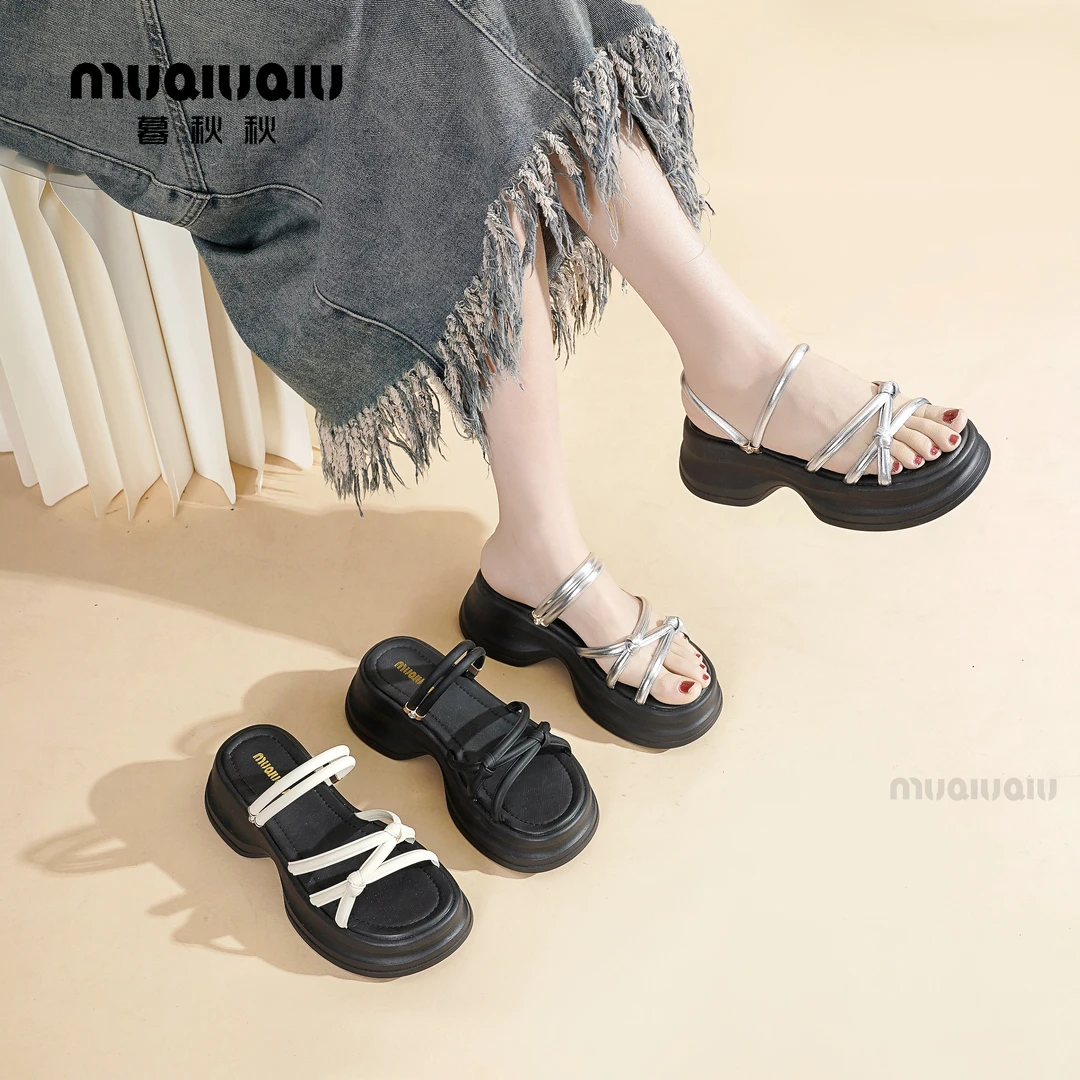 暮秋秋【断码清】两穿凉拖女外穿2025新款韩版交叉百搭沙滩罗马拖鞋