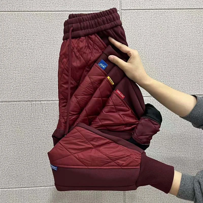 时尚拼接宽松棉裤休闲裤加厚加绒冬季高腰洋气哈伦裤百搭运动卫裤