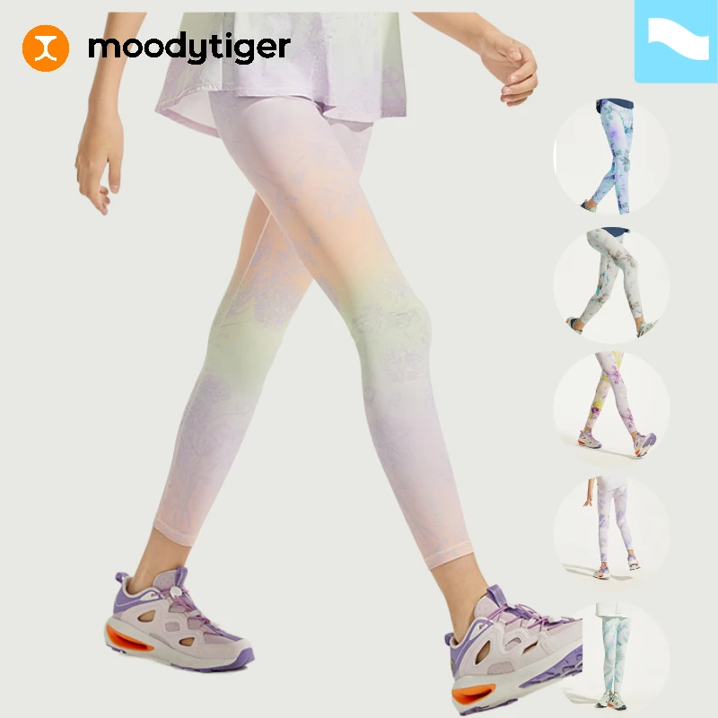 芬馥moodytiger女童薄紧身裤夏季印花凉感瑜伽裤运动裤小云朵air