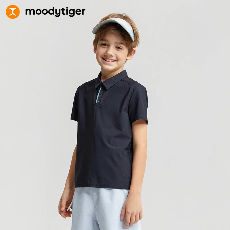 moodytiger男童翻领排汗速干专业运动T恤M32114101【H】