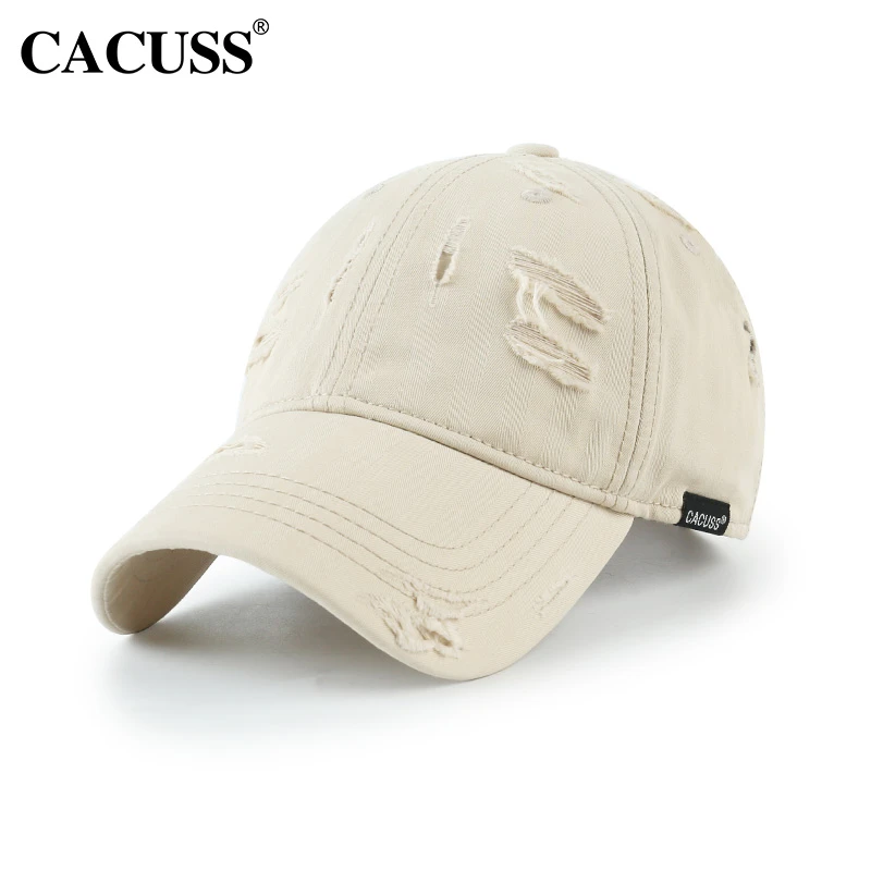 Cacuss夏季休闲透气时尚破洞百搭潮流棒球帽户外软顶女款帽子新款