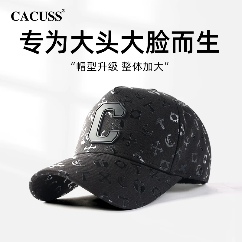 Cacuss帽子男款大头围印花高顶棒球帽女显脸小户外休闲运动鸭舌帽