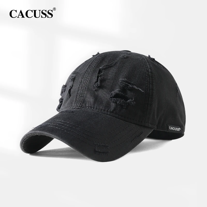 Cacuss四季户外棒球帽子破洞百搭潮流软顶鸭舌帽显脸小B0520
