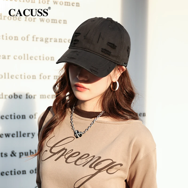 【甄选】Cacuss四季爆款棒球帽防晒潮流破洞软顶鸭舌帽简约百搭男女