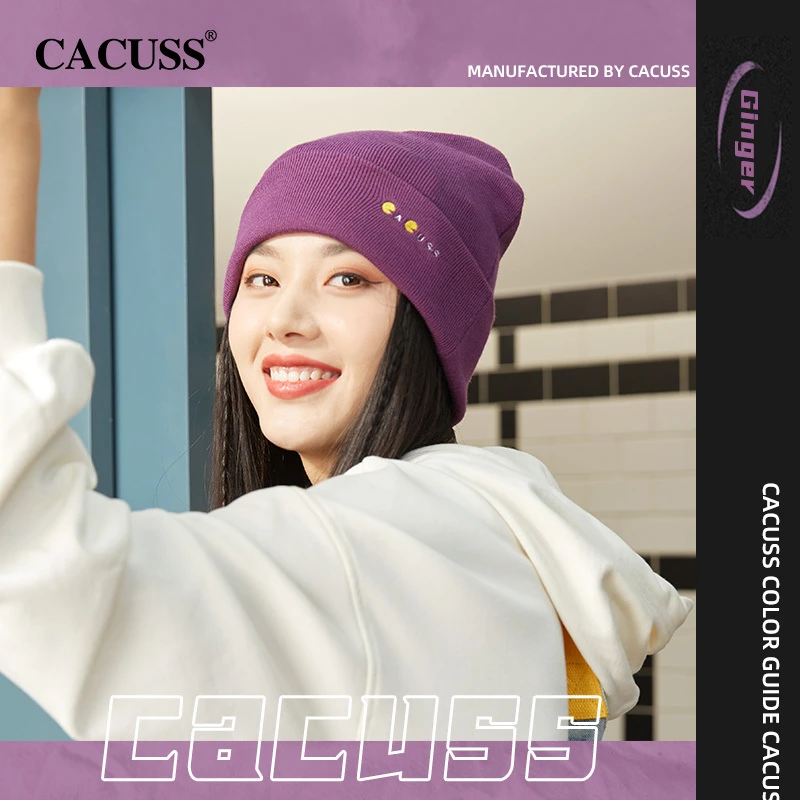 【甄选】Cacuss帽子冬保暖护耳防寒显脸小针织帽时尚毛线帽刺绣冷帽