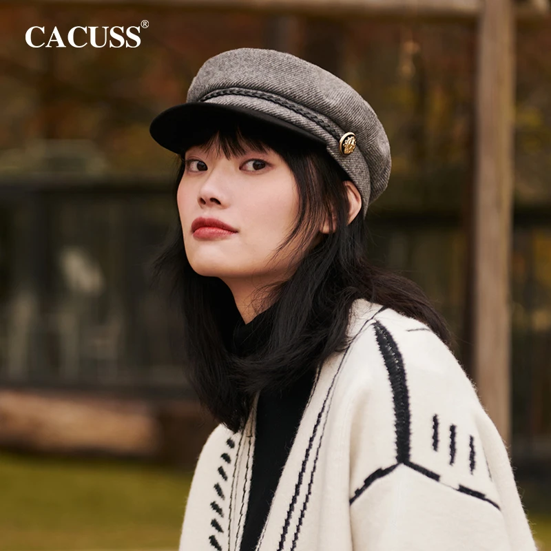 【甄选】Cacuss帽子女秋冬英伦复古贝雷帽显脸小日系时尚鸭舌八角帽