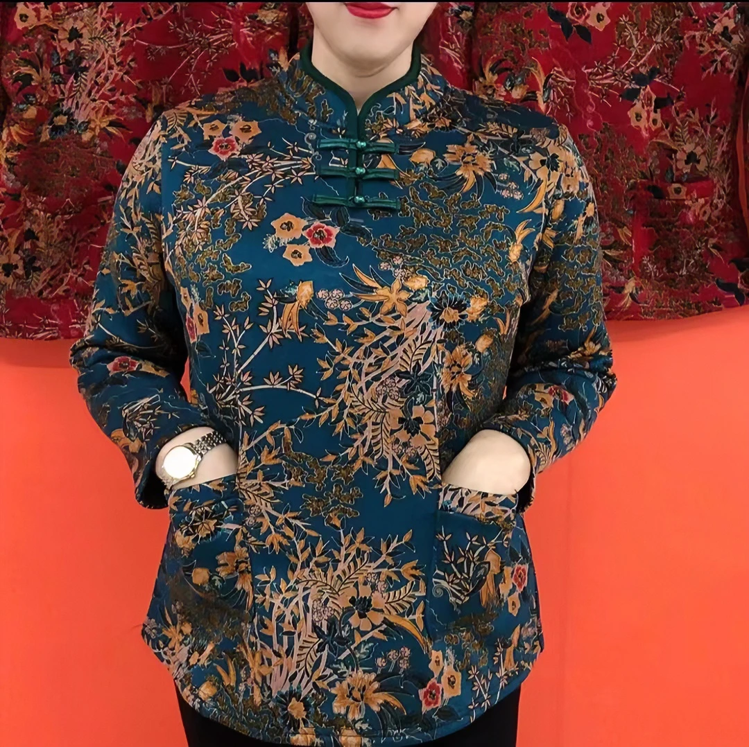 秋冬新款复古国风加绒加厚民族风妈妈衫