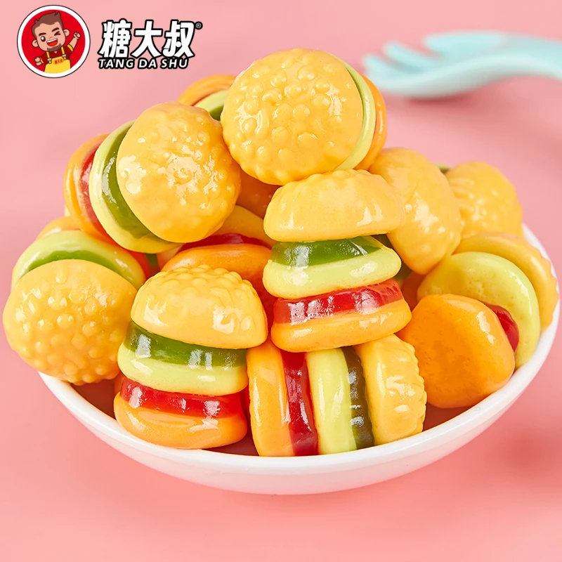 汉堡糖橡皮糖果汁软糖qq糖六一儿童节糖怀旧小零食品糖果散装批发