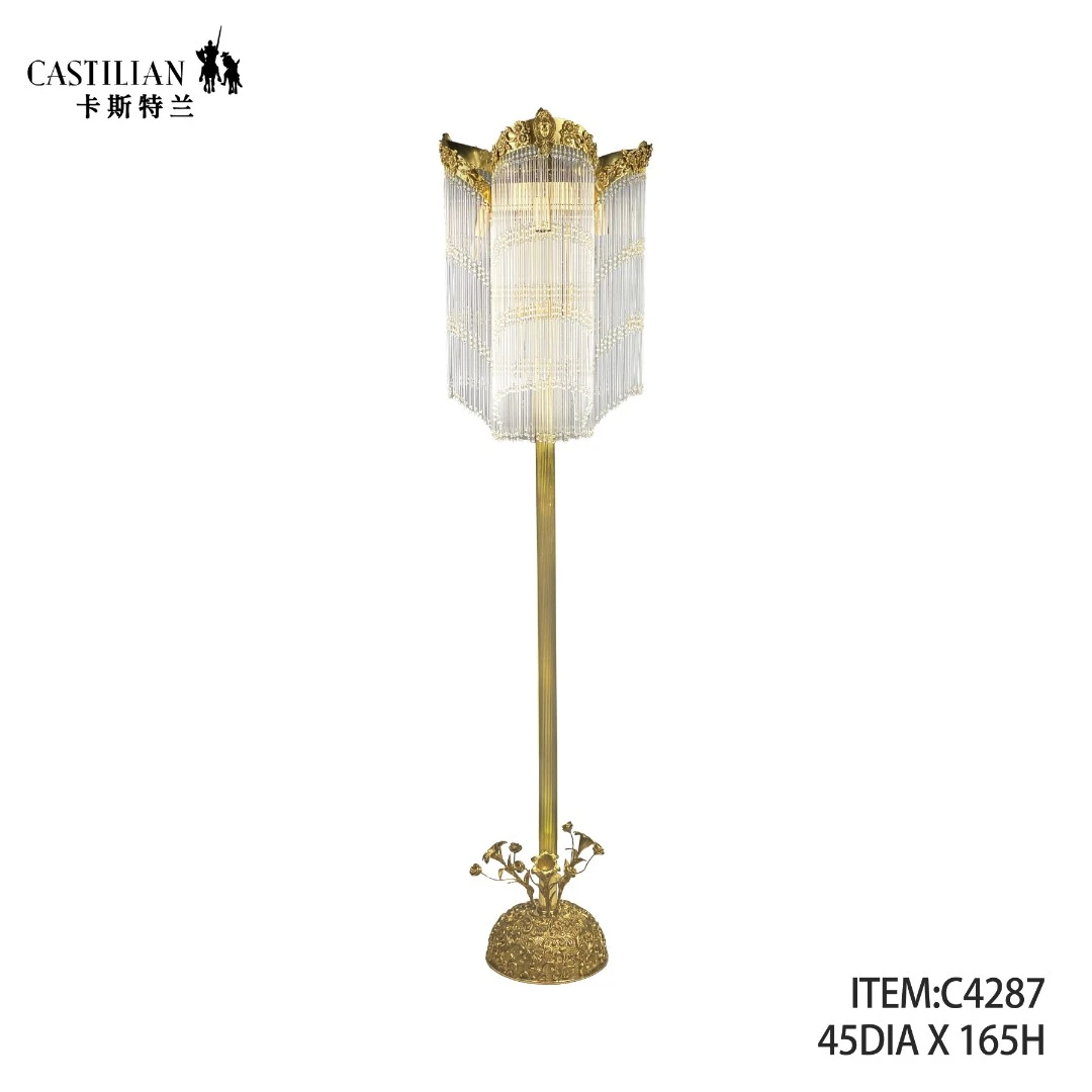 派力斯铜配水晶落地灯优雅简洁风格欧美法式客厅卧室别墅精美流苏