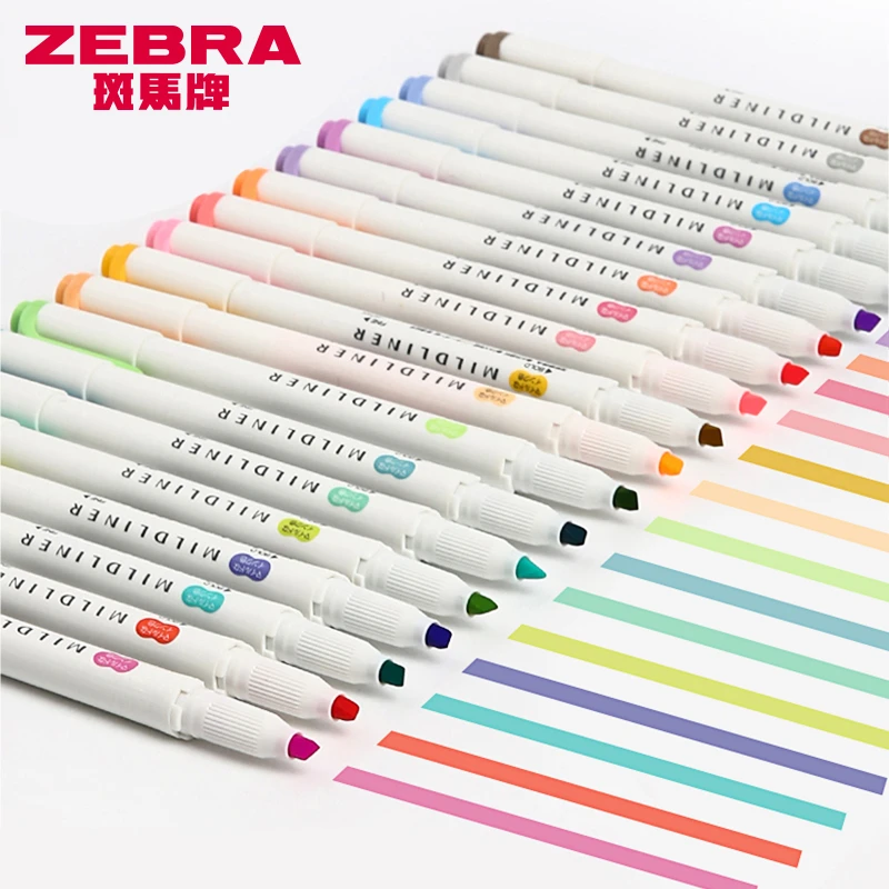 日本ZEBRA斑马荧光色笔WKT7淡色双头标记笔学生用手帐记号笔文具