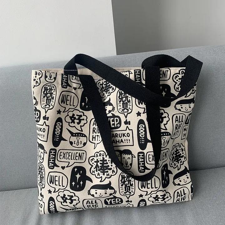 新款赞赞包涂鸦帆布包女包大学生帆布包单肩手提袋立体帆布袋