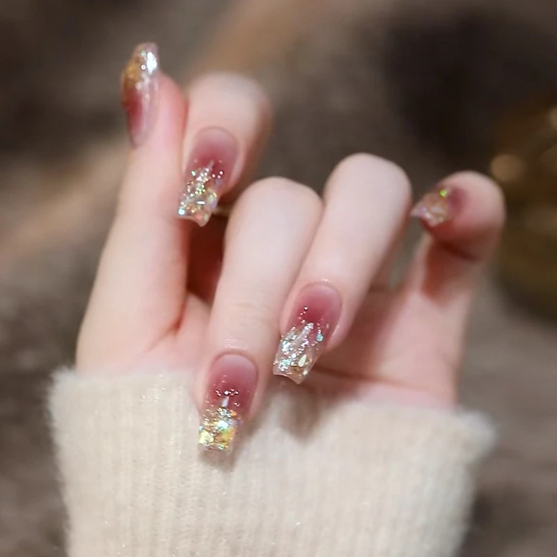 暖金葡萄长款穿戴美甲