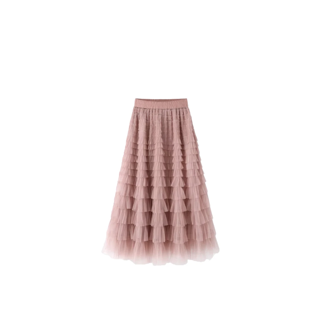 TOP-多层半身蛋糕裙女洋气显瘦长款百褶裙蛋糕裙