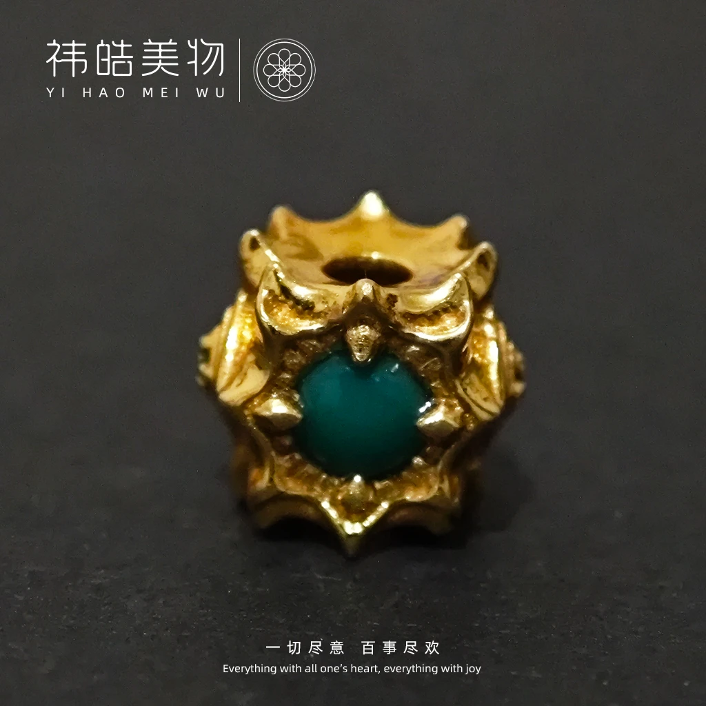 精品手工18k金魔瞳配珠嵌松石背云线束