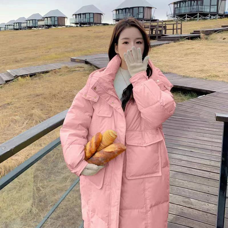 【阿梓特价款】2024秋冬新款保暖女装纯色加厚中长款百搭棉服9801