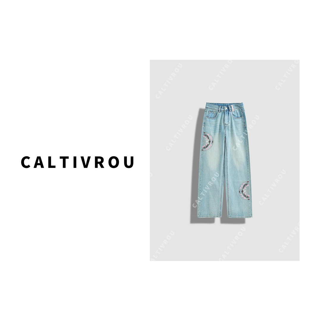 刺绣休闲百搭牛仔裤-A985-K9003