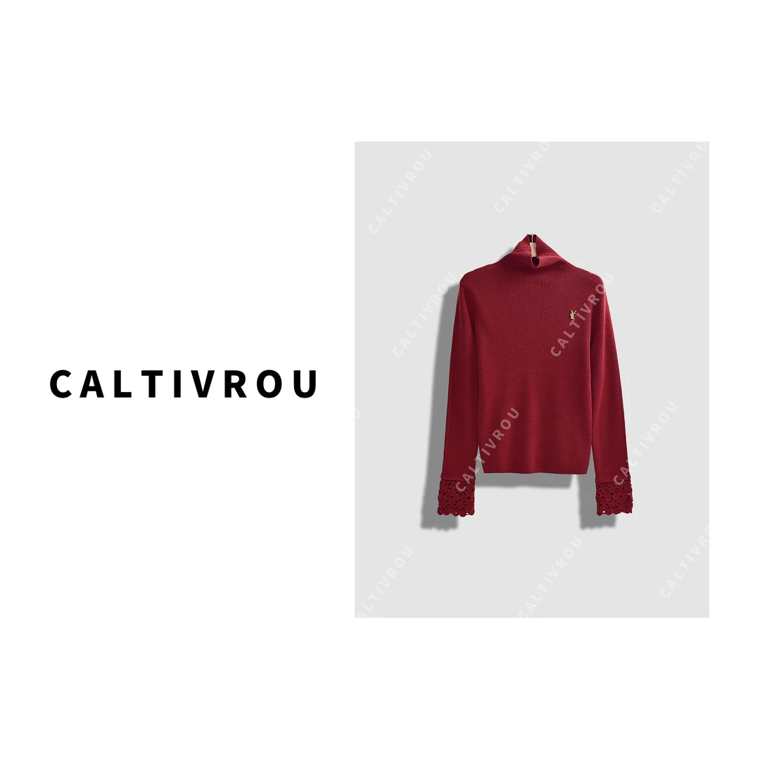 Caltivrou【现货】打底衫胸针高龄针织衫秋冬-A328-Y8391