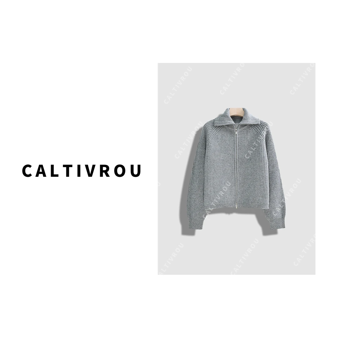 Caltivrou【现货】设计翻领针织毛衣-A624-Y7605