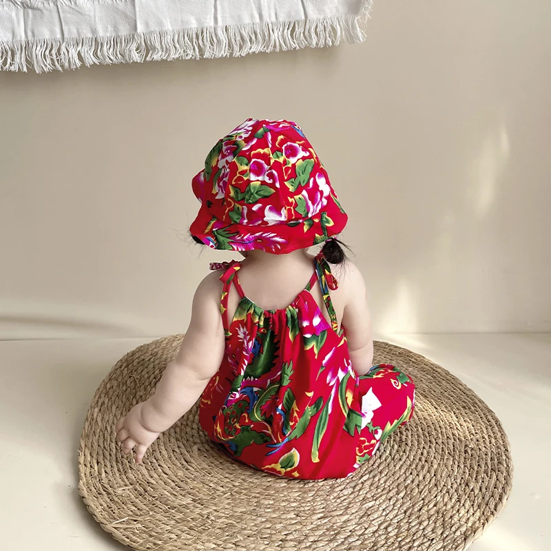 新生婴儿衣服夏季女宝宝东北大花连体哈衣棉绸搞怪薄款夏装可爱萌