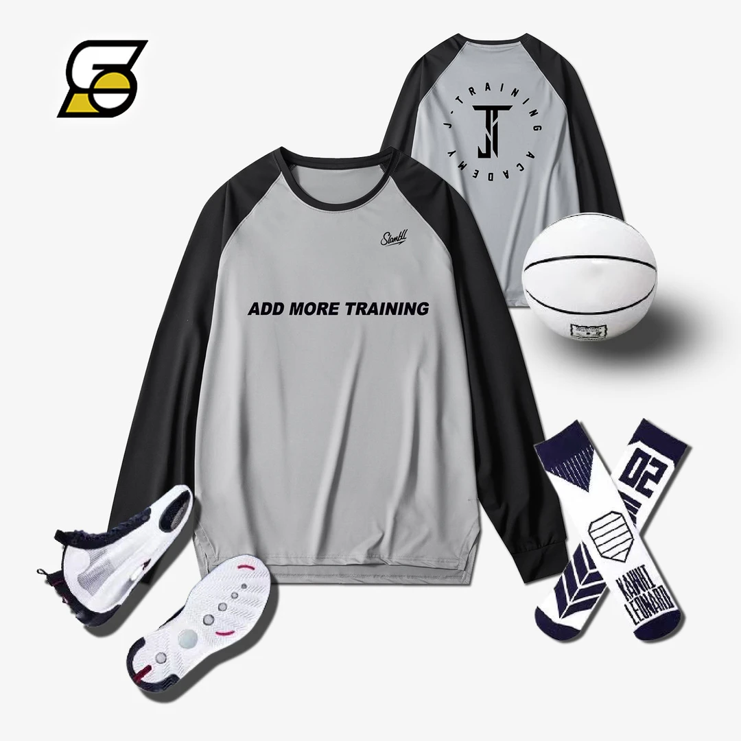 SLAMBLL 甲甲联名篮球长袖投篮服插肩袖拼色网眼运动T恤宽松上衣