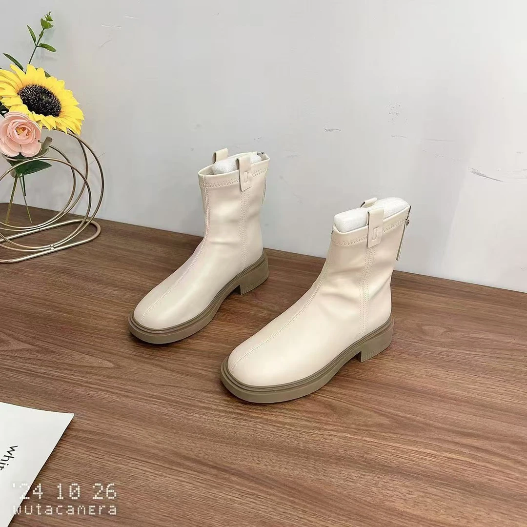 新款时尚休闲百搭厚底英伦风韩版瘦瘦靴四季款5077Q