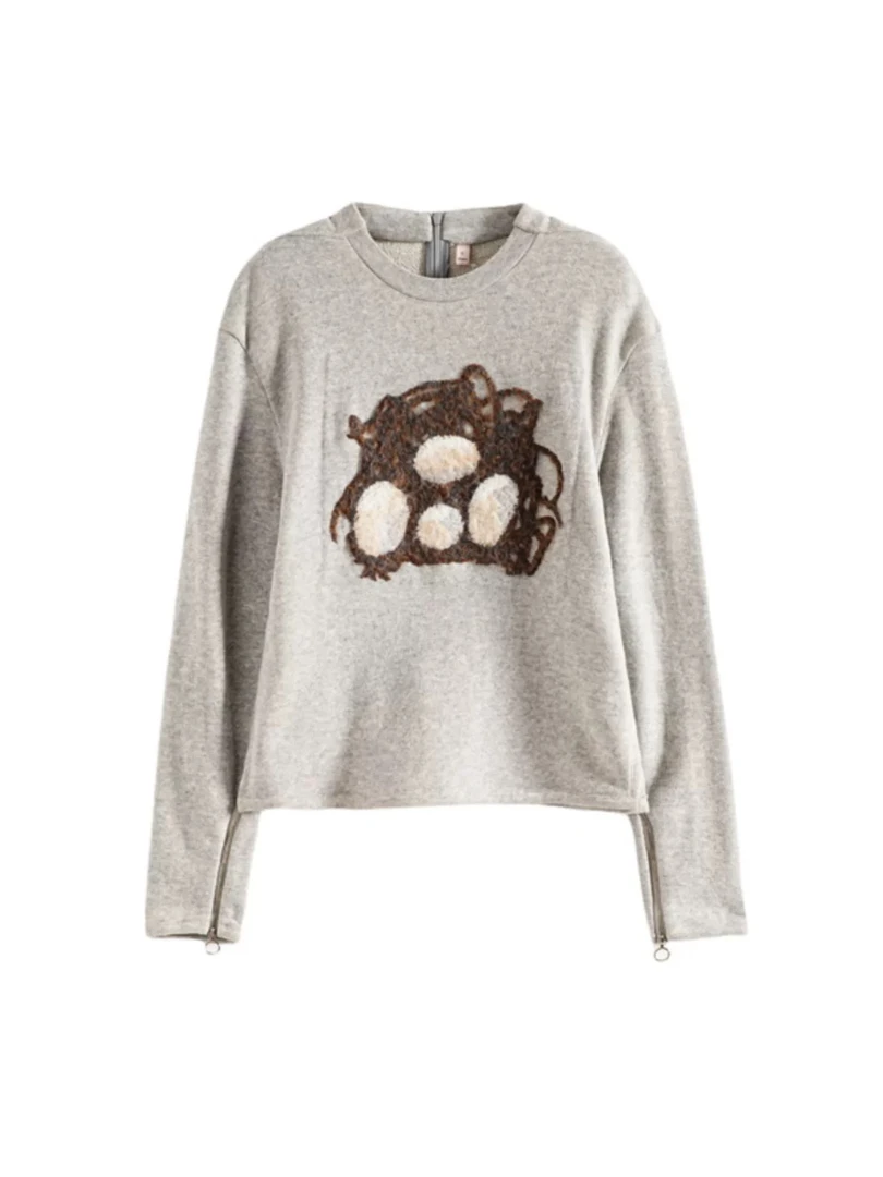 拉链长袖立体卫衣