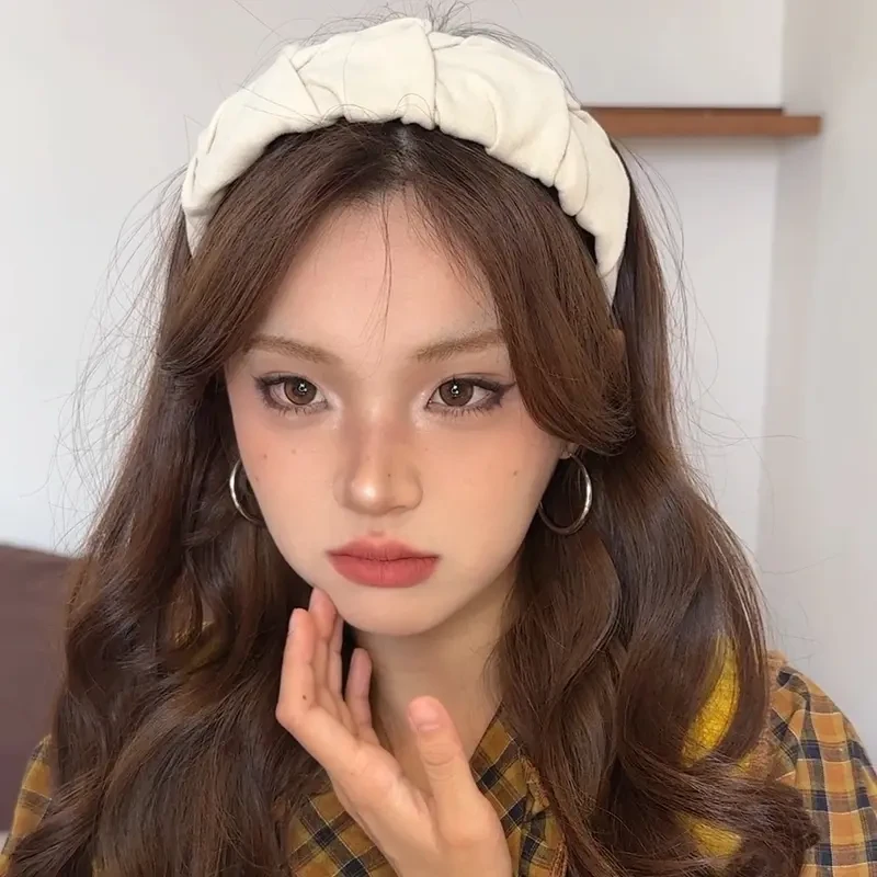 新式宽边褶皱!新款绒面布艺不规则扭结褶皱高颅顶森系甜美发箍