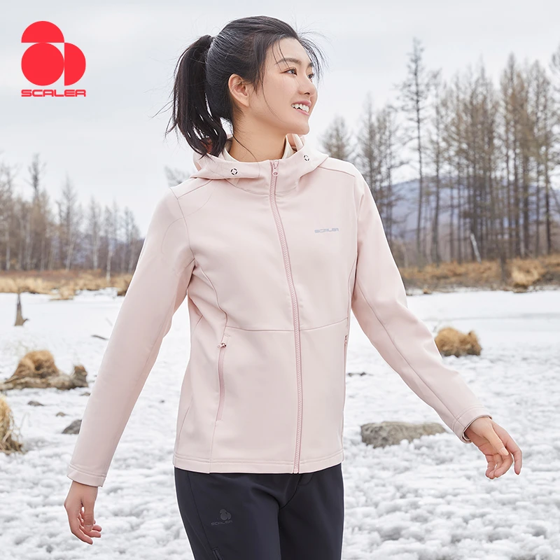 思凯乐连帽弹力跑步重磅保暖防风防泼水休闲男女款软壳外套519