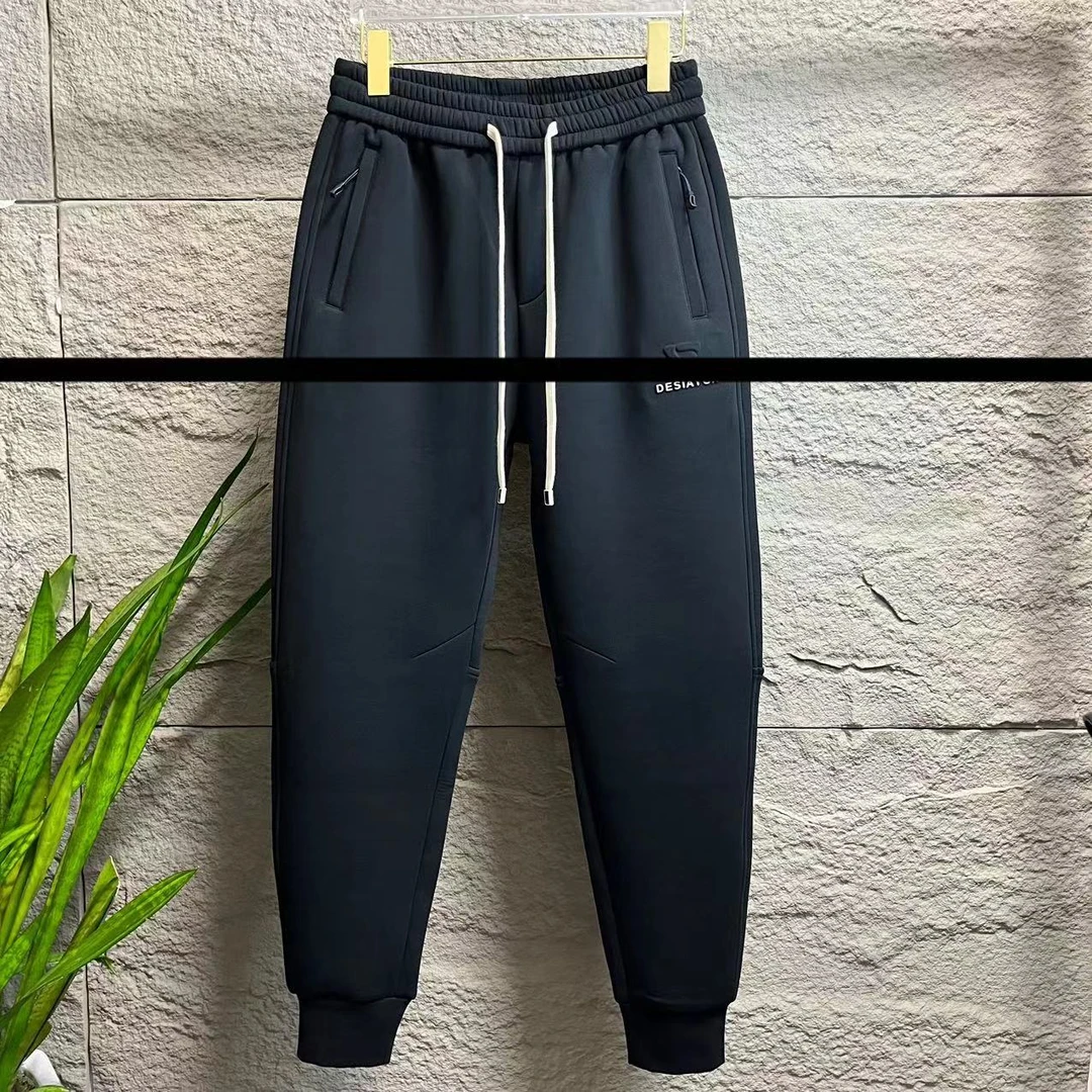 新款男士高端冬季加绒加厚休闲裤时尚百搭保暖运动舒适拉链卫裤男