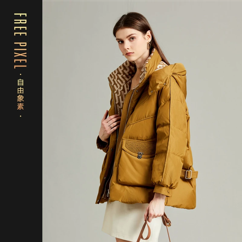 【大白兔】90白鹅绒短款羽绒服女款气质冬季连帽宽松休闲时尚2024