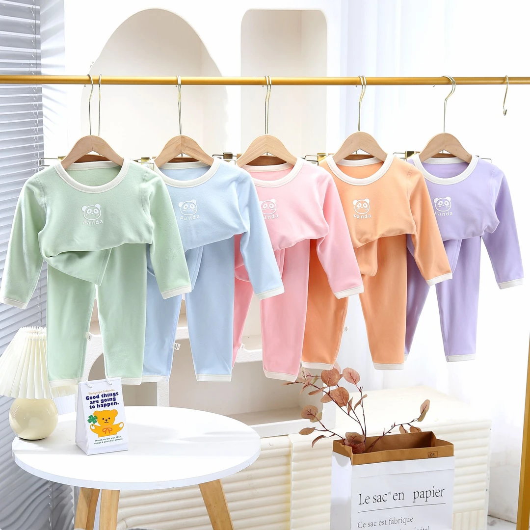 中小童秋冬无骨膨体绒自发暖感亲肤珠花绒套装秋衣秋裤省心穿搭