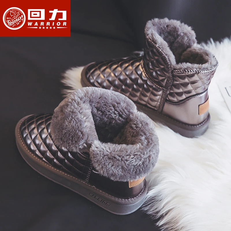 回力雪地靴女时尚加绒加厚保暖冬季秋冬雪地靴宝宝鞋面包鞋大棉靴
